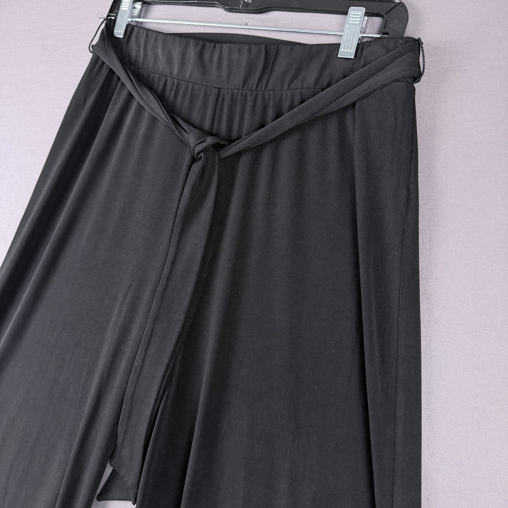 Magaschoni Women's Black Knit Wide-Leg Pants Tie Waist Relaxed Fit
